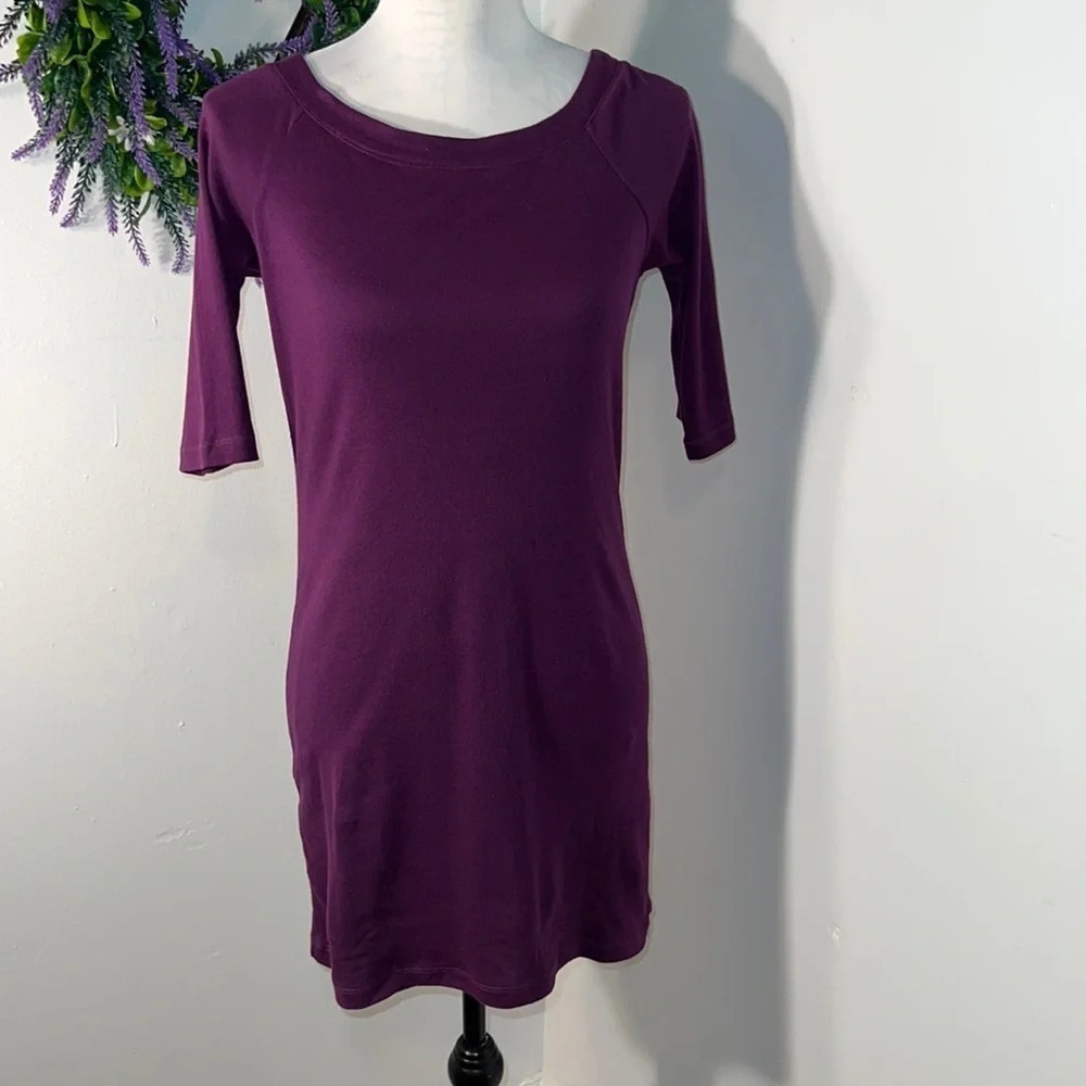 Belle du Jour, L ,short sleeve, midi scoop‎ neck,t-shirt dress 100% cotton